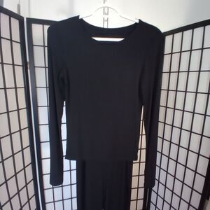 2-PIECE JERSEY SET WOMEN'S Black Long Sleeve Top & Pants Size Medium